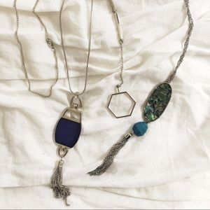 NWOT Lot of 3 Silver/Blue Statement Necklaces